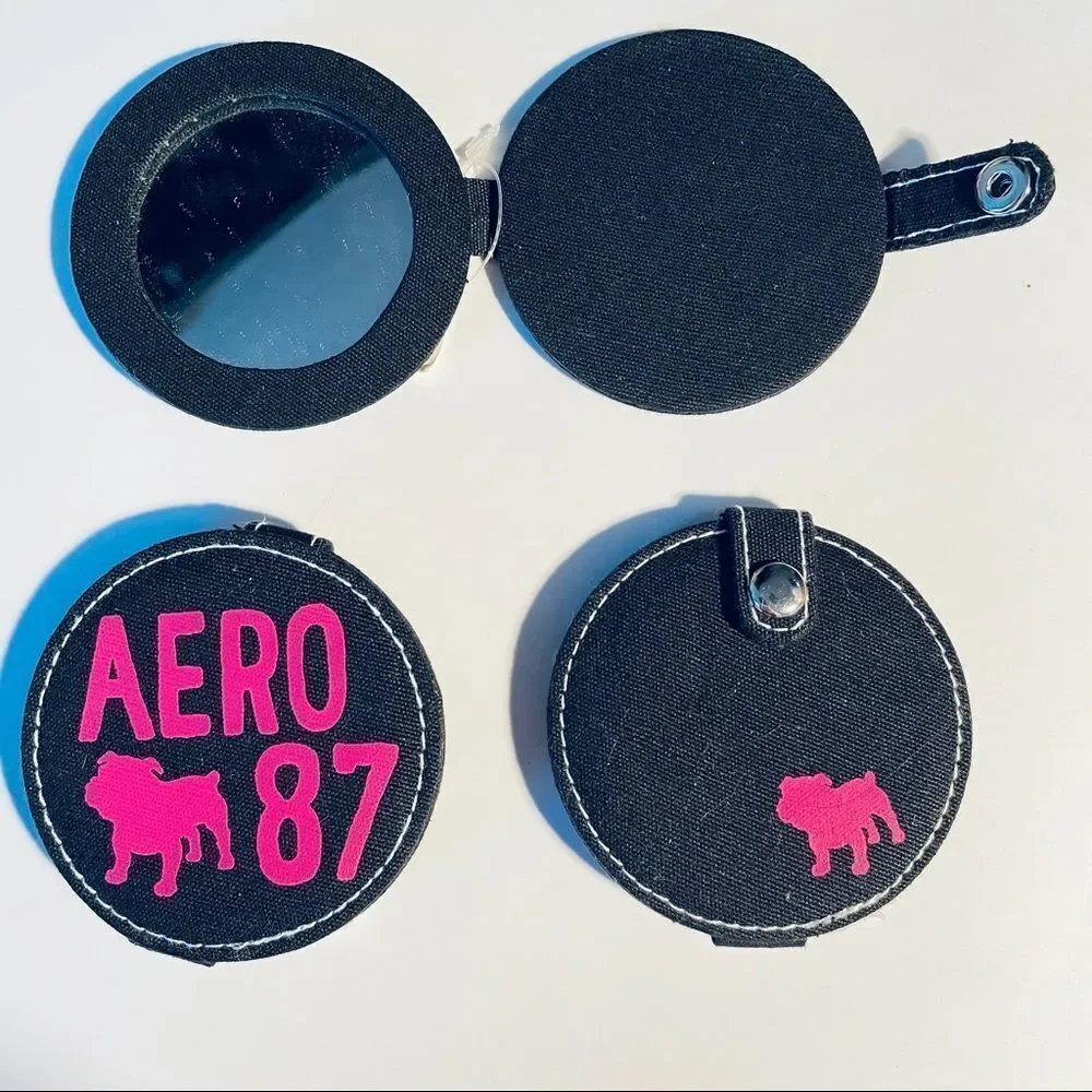 NWT Vintage Y2K Aeropostale Black Dog Logo Bag Super Cute Pocket Bag Mirror